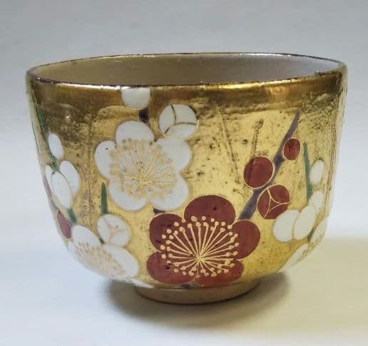 茶道具 茶碗 乾山 金泥 槍梅 杣山焼 南口閑粋 新品未使用