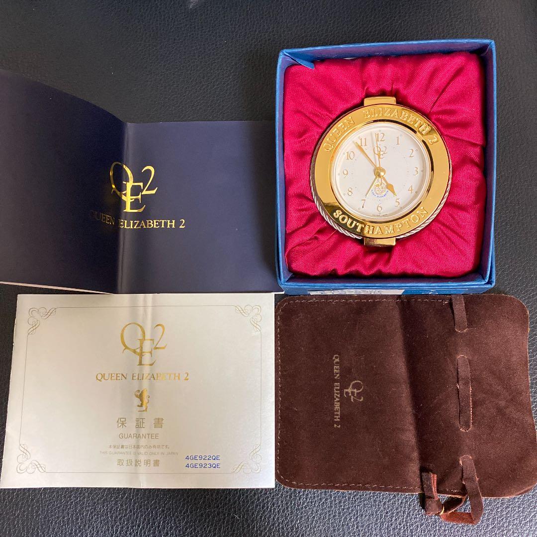 クイーンエリザベス2号　限定品　置き時計　K18 金メッキ仕上げ