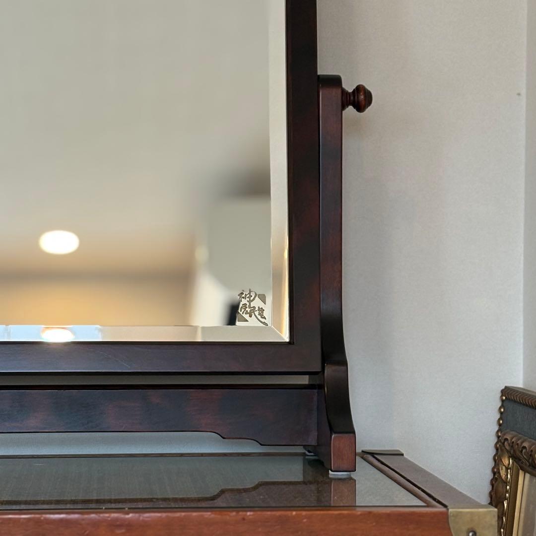 【送料込み】神居民芸 卓上回転鏡 ウレタン塗装仕上 北海道産