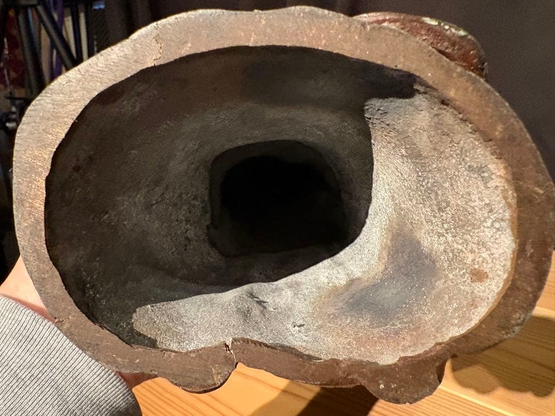 弁財天像 高さ約38cm 金属製 琵琶 七福神 桐箱付 古美術風(一部修復歴有)