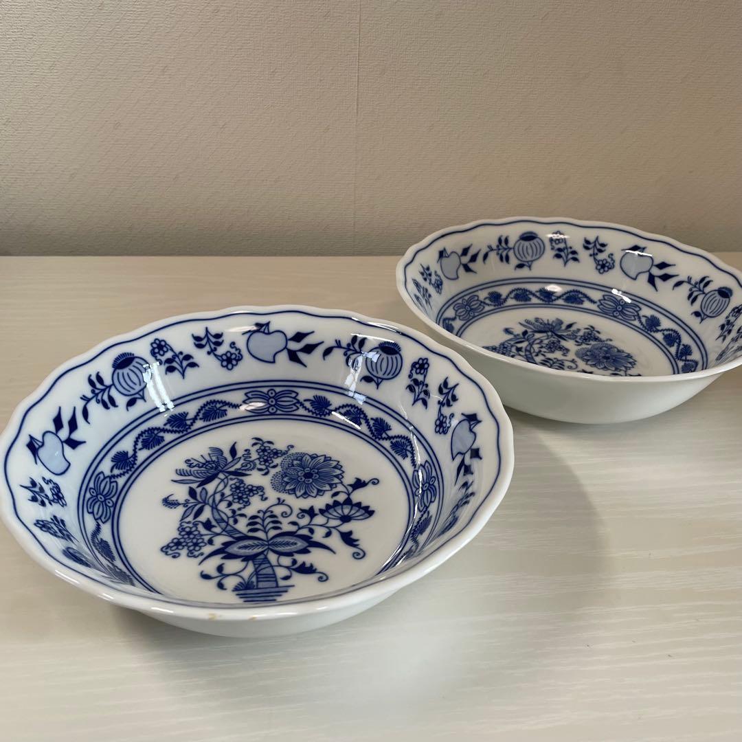 Zwiebelmuster ボヘミアブルーオニオン 深皿ディーププレート2枚