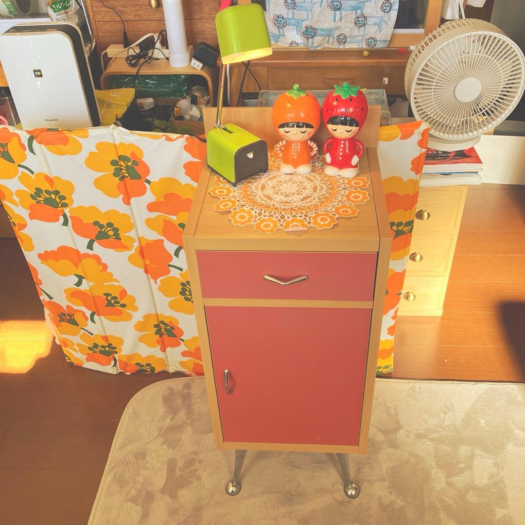 昭和レトロ チェスト 小棚 電話台 ラック スペースエイジ ミッドセンチュリー