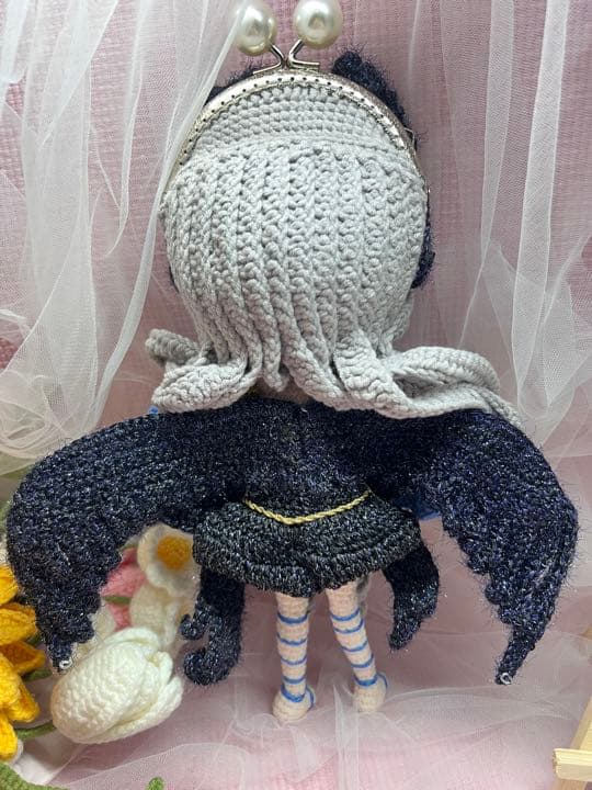 編みぐるみ　天使　ペア　10.5がま口　２個　ポーチ　小物入り