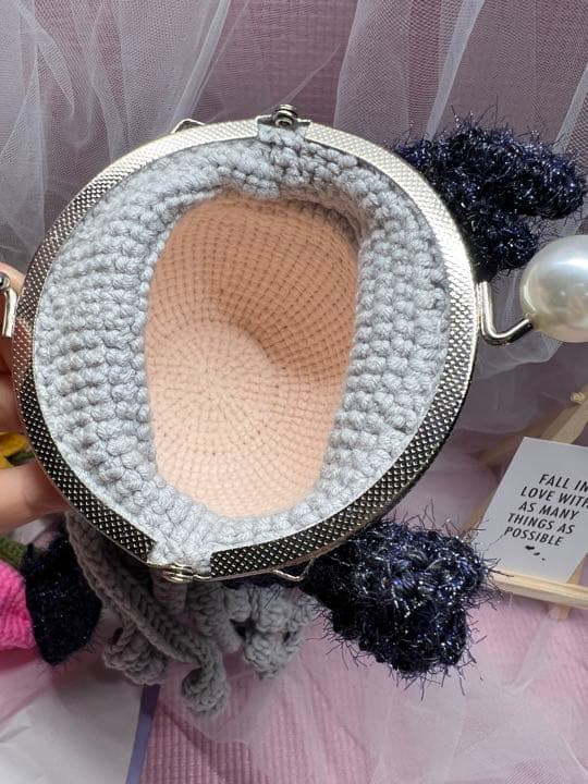 編みぐるみ　天使　ペア　10.5がま口　２個　ポーチ　小物入り