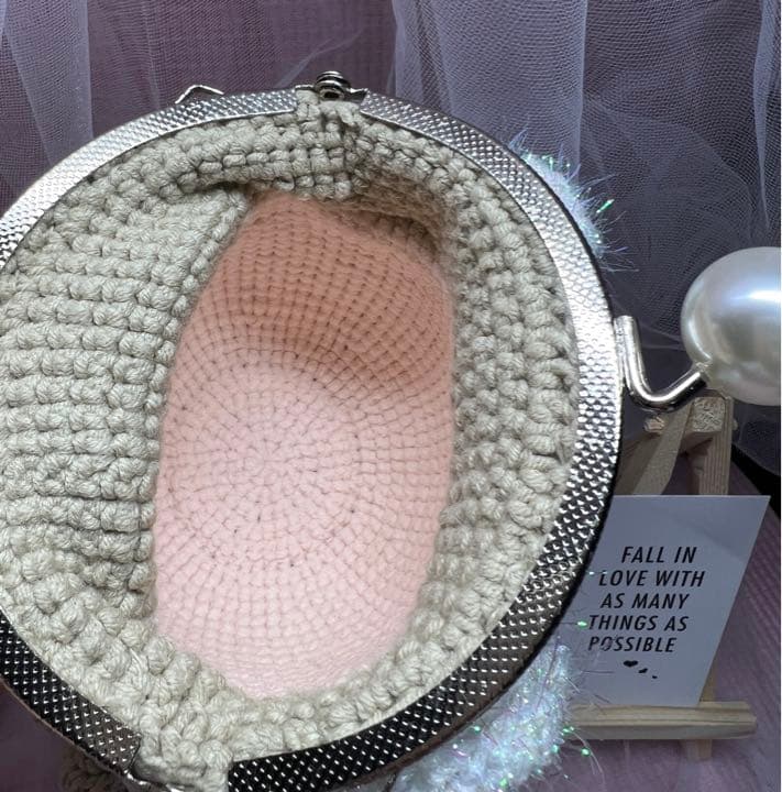 編みぐるみ　天使　ペア　10.5がま口　２個　ポーチ　小物入り