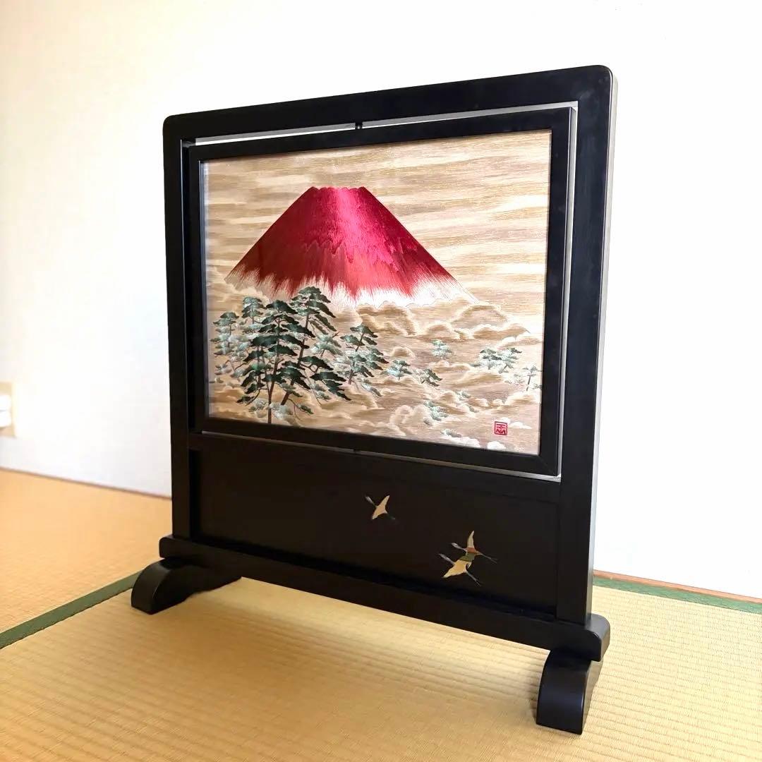 【希少!】日本画刺繍の衝立