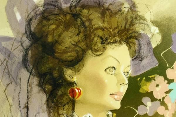 宮永岳彦 「黒い衣裳」 リトグラフ 直筆サイン 一枚の繪 タトウ箱.