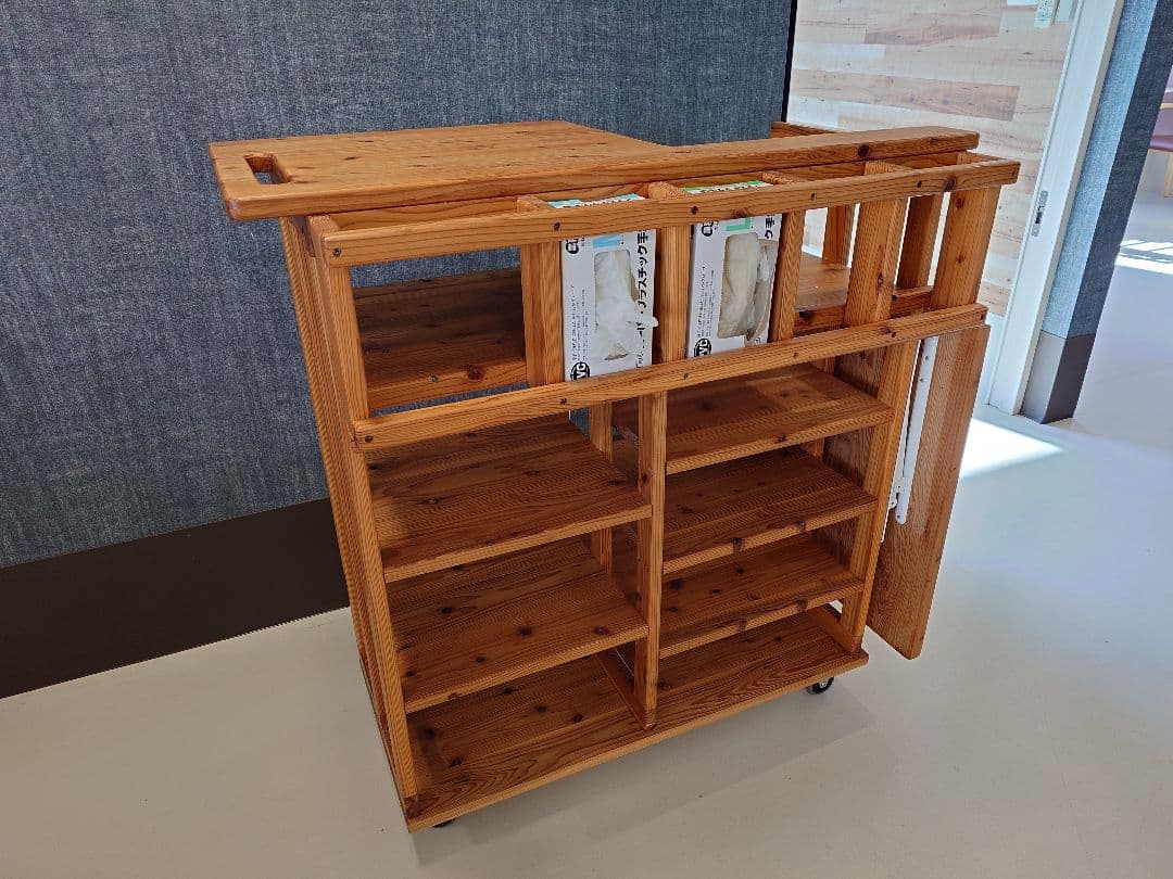 木製移動式ストレージカート