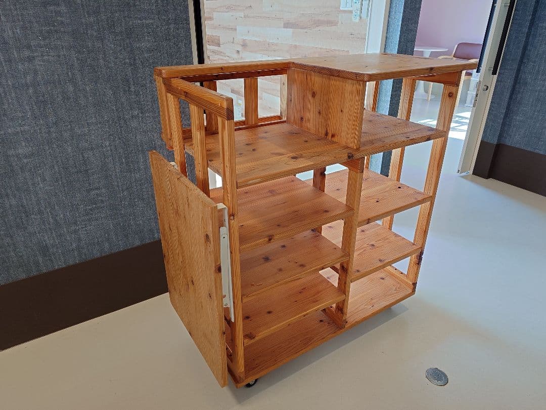 木製移動式ストレージカート