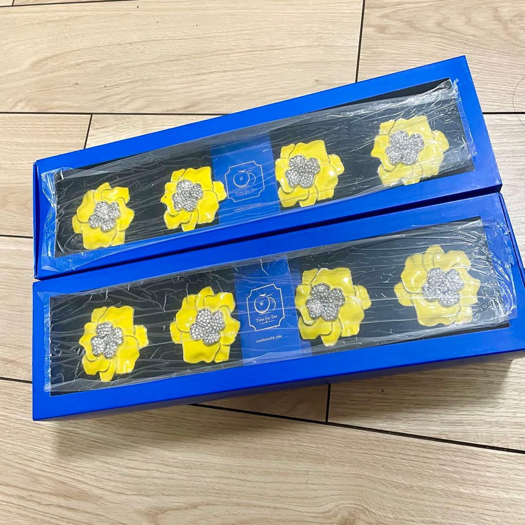 新品 - Time for tea 花形ナプキンリングセットx2