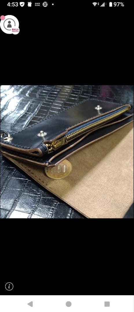 総手縫い ドーナツボタン トラッカーウォレット