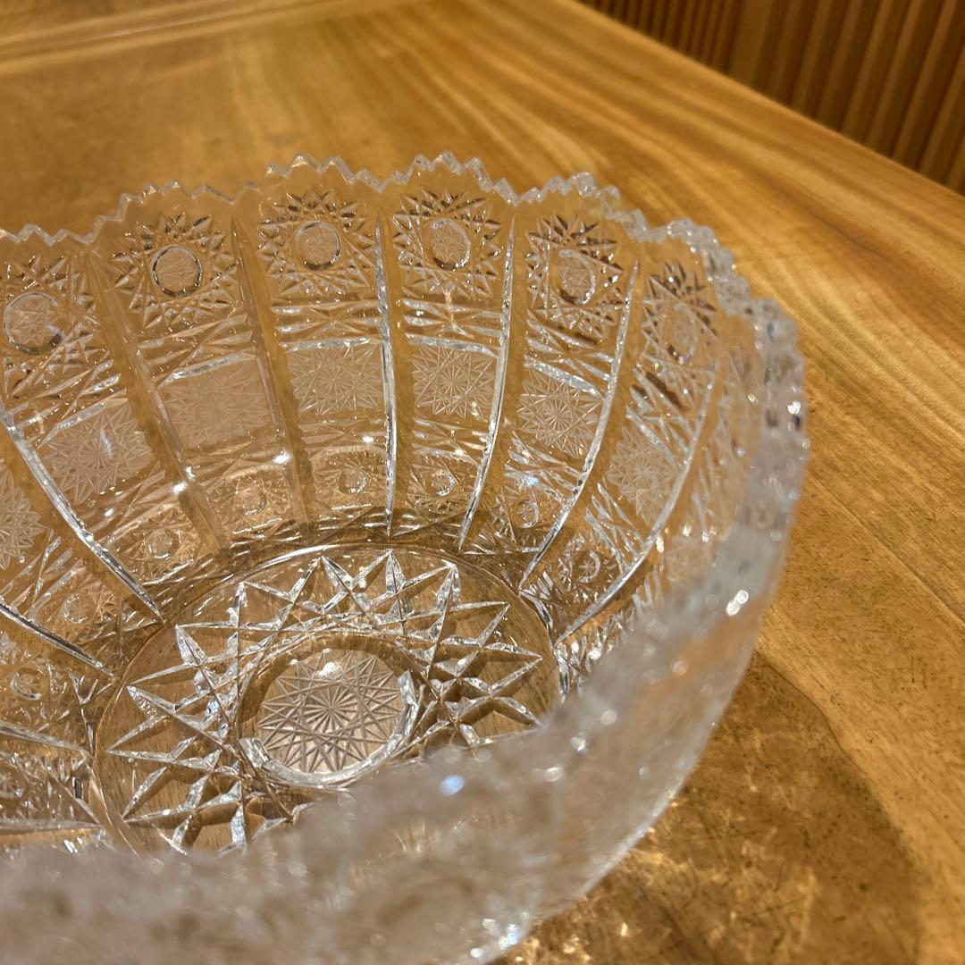 ボヘミアクリスタル　1980年代　24％クリスタル　ハンドカット　ラージボウル