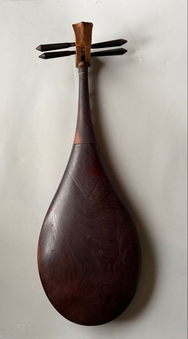 平家琵琶ふう 琵琶 撥付 鹿皮撥皮 半月装飾