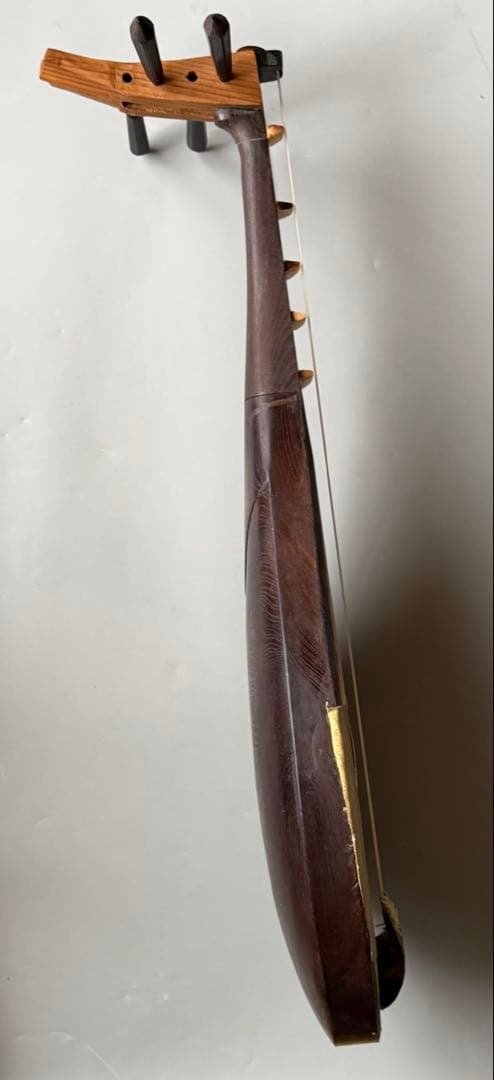 平家琵琶ふう 琵琶 撥付 鹿皮撥皮 半月装飾