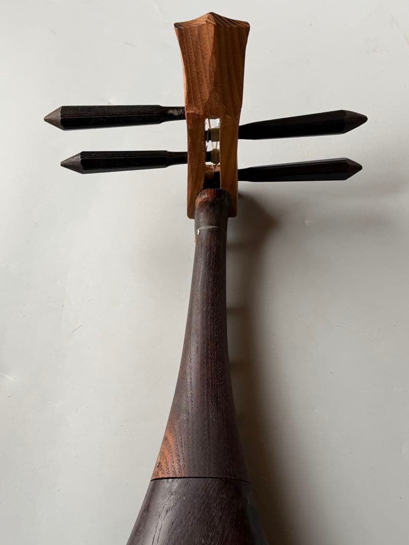 平家琵琶ふう 琵琶 撥付 鹿皮撥皮 半月装飾