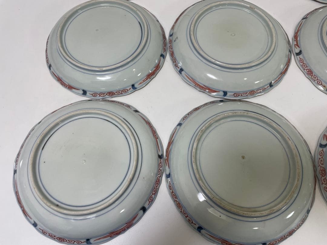 【現状品】有田焼 古伊万里 金彩 色絵 朱絵 五彩錦手 中皿 割烹 懐石 9枚