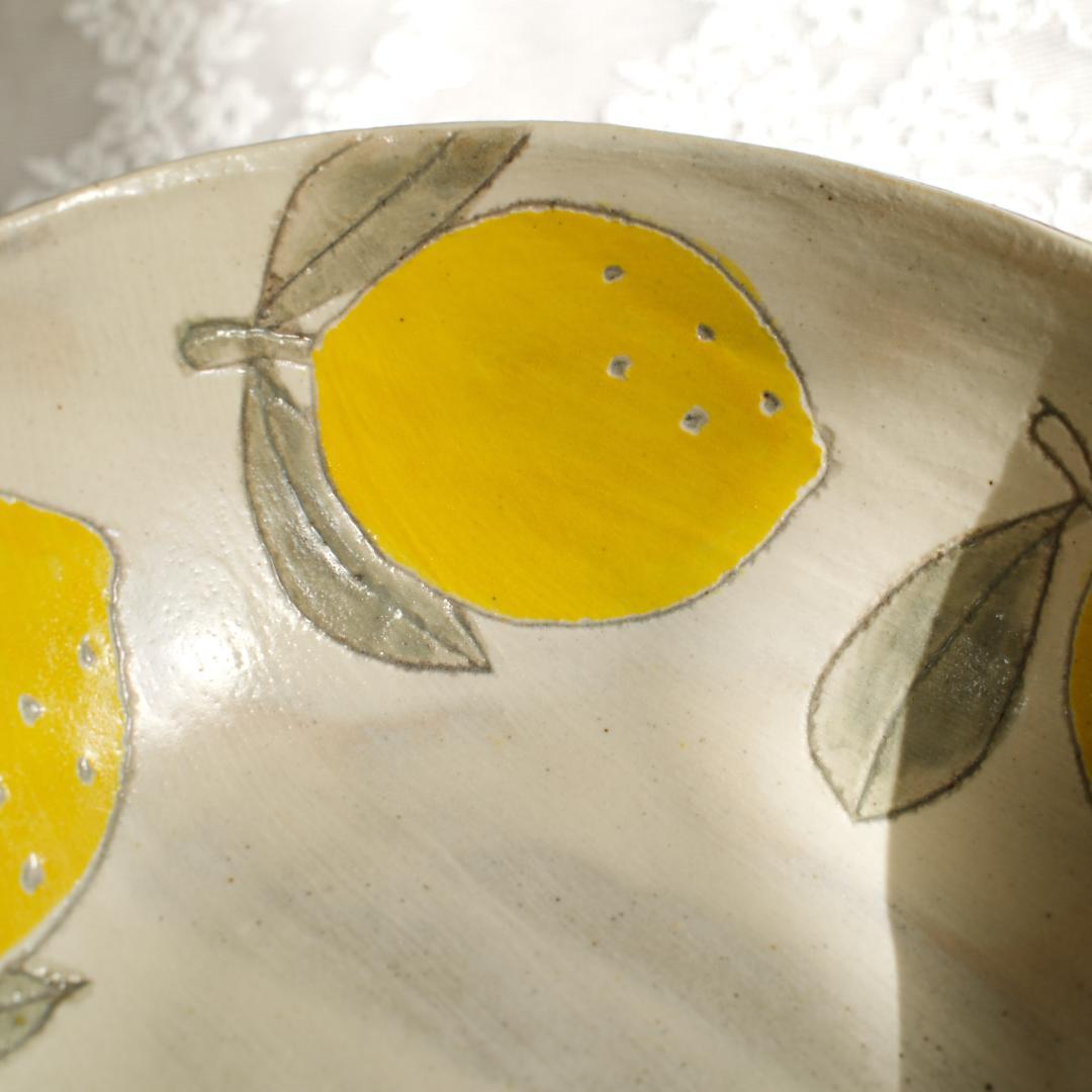 【未使用】会津本郷焼レモン柄の丸大鉢２つセット