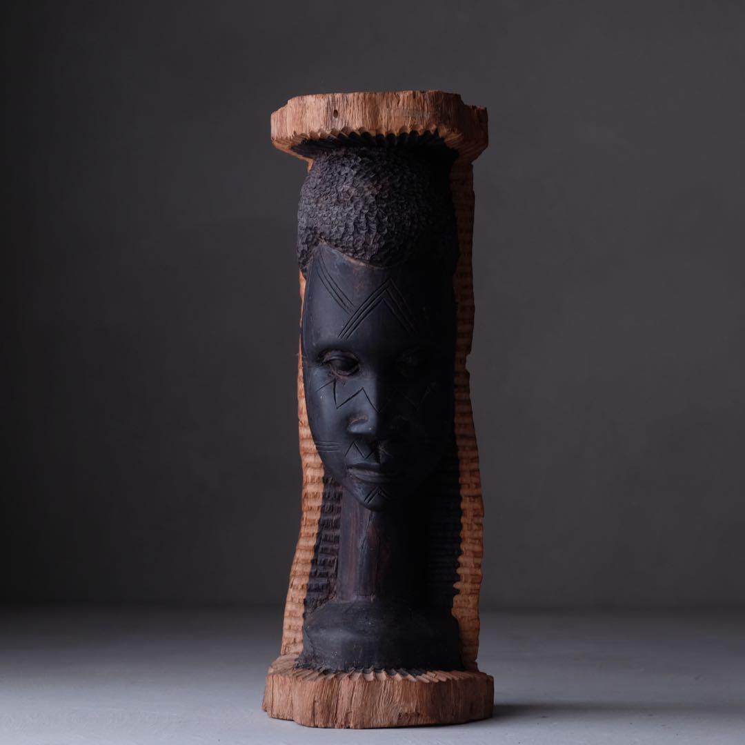 タンザニア マコンデ彫刻 人物像 高さ35㎝ ブラックウッド　アート 芸術