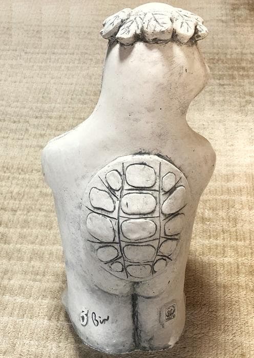 【 木の葉髪河童 石膏鉢 】　大正時代　カッパ/このはがみかっぱ