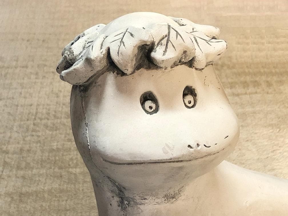 【 木の葉髪河童 石膏鉢 】　大正時代　カッパ/このはがみかっぱ