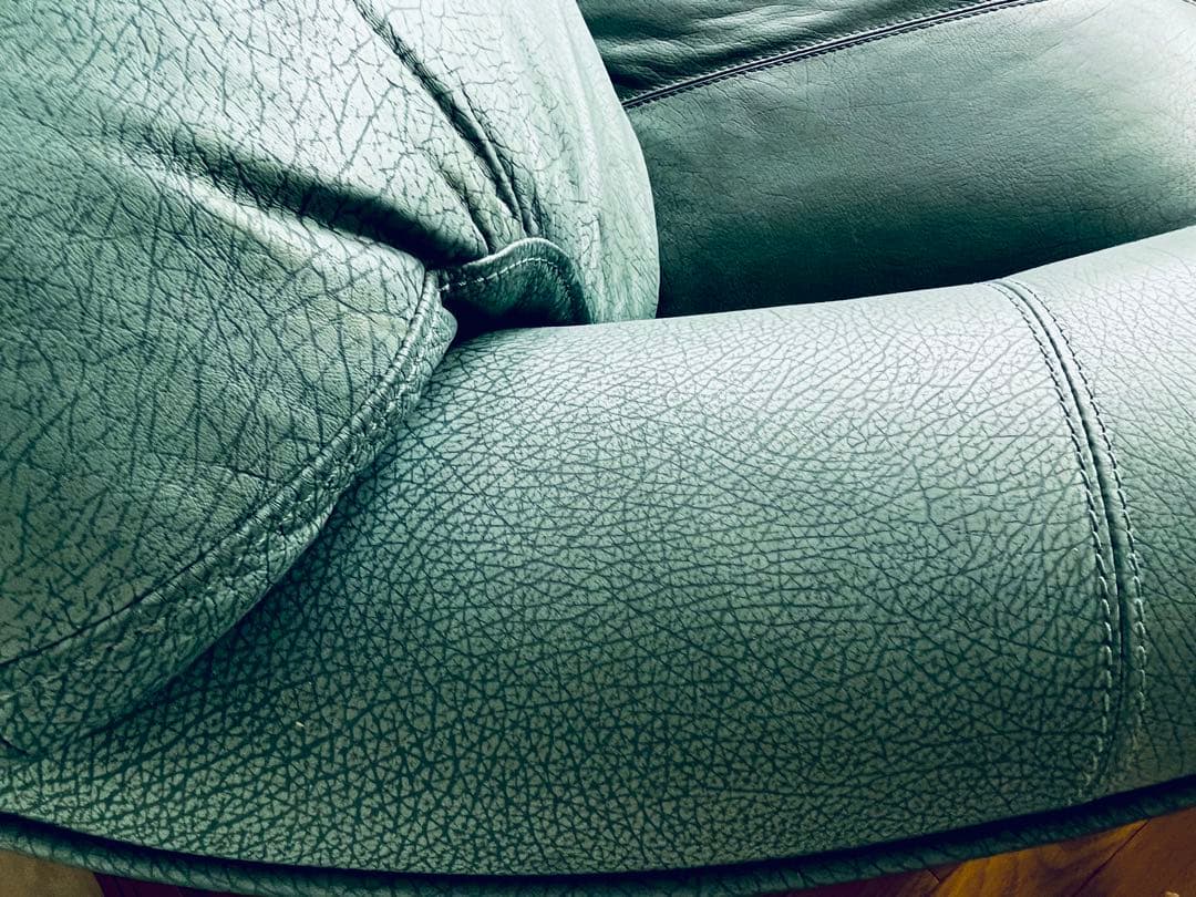 【良品】IDC大塚家具　総本革　Soflex社　トリプルソファ