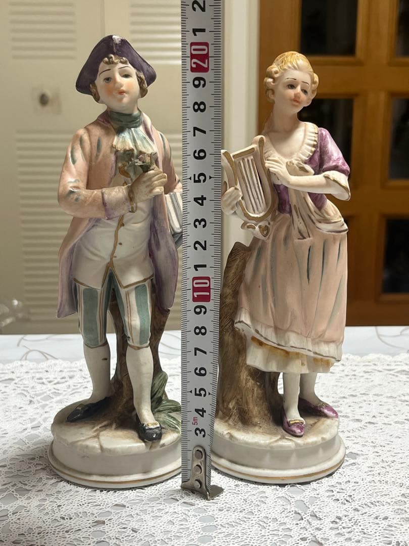 ジノリ　アンティーク イタリア製 フィギュリン磁器人形2点セット