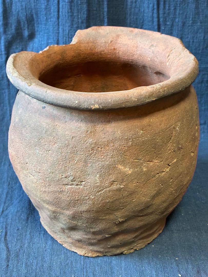 宗教刻文のある常滑小壷　発掘品　出土 室町時代