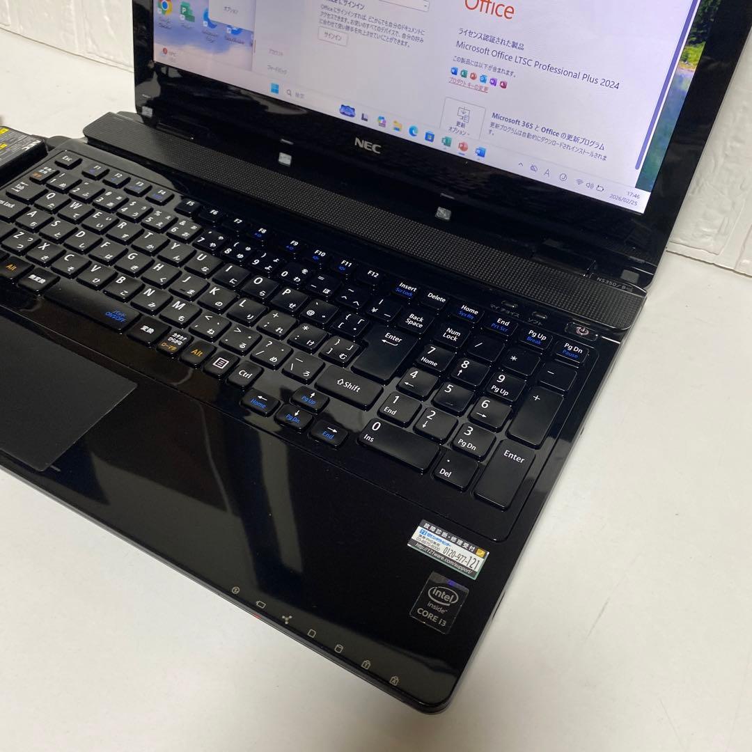 Windows11オフィス2024年WebカメSSDサクサク起動NECノートPC
