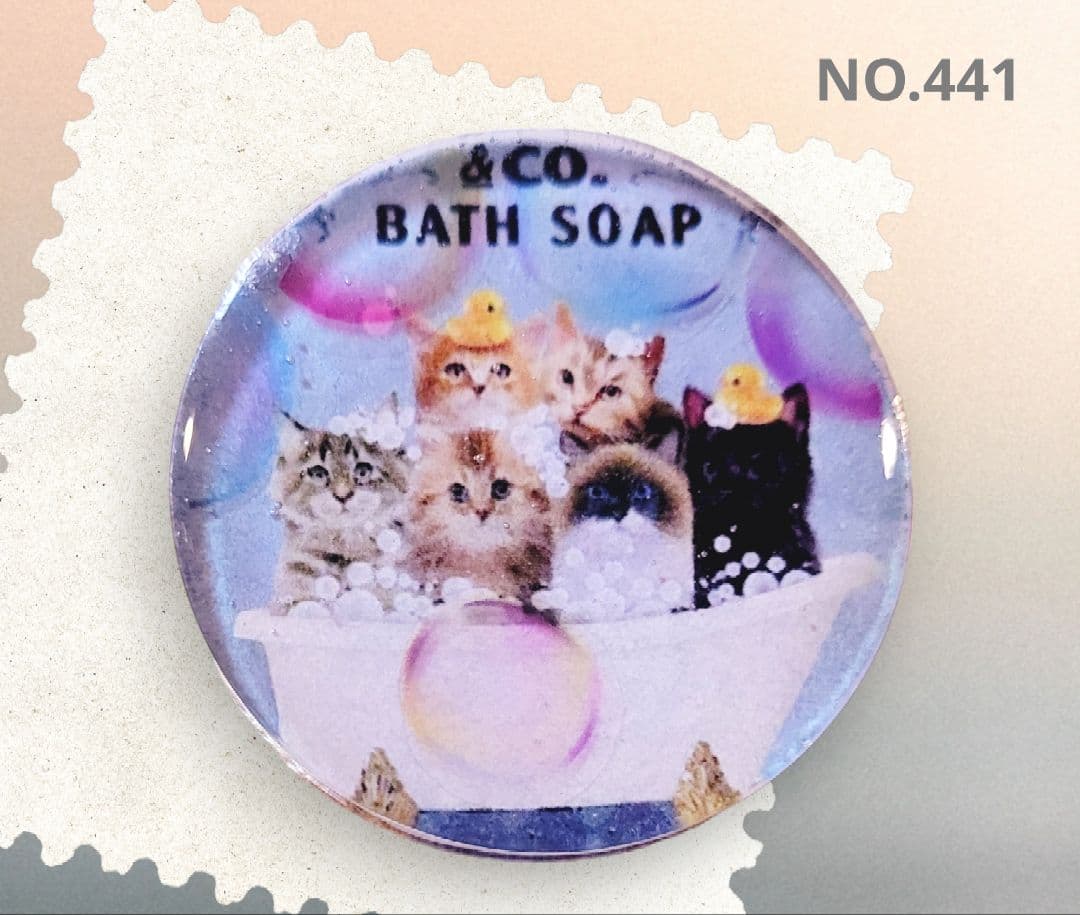 NO.441❤猫 みんなでお風呂❤レジンヘアゴム  ブローチ