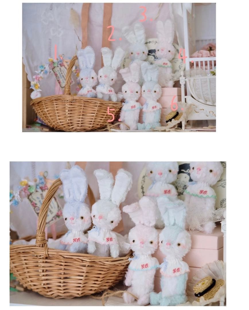 マカロンベイビーバニー 淡いピンク 兎 海外作家様 部屋飾り ハンドメイド