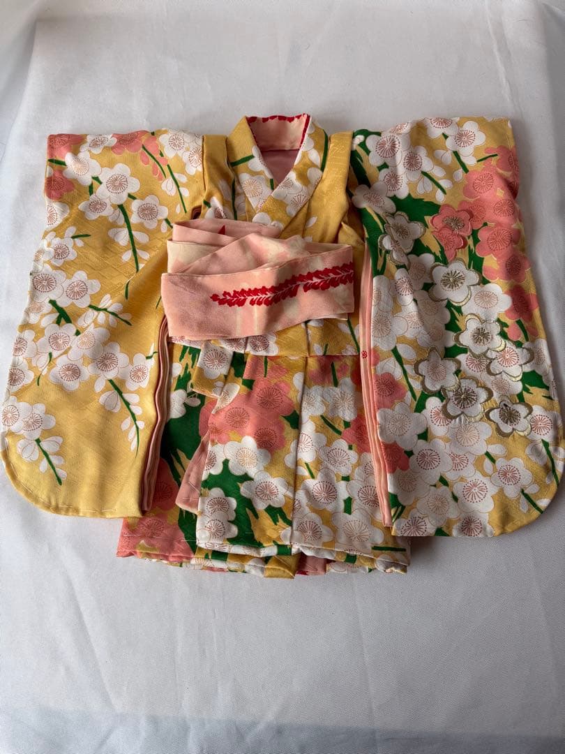 市松人形の本振り袖比翼仕立て　15号用　アンティークビスクドール