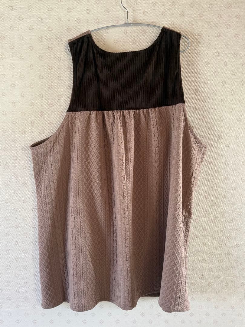 エプロン大きいサイズ くまのがっこうジャッキー ピンクベージュ×ブラウン4L5L