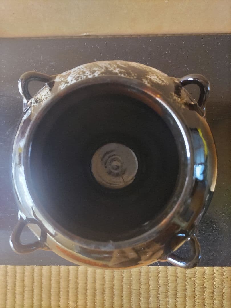 景山作··木箱入り オレンジの編み紐付き 飾り壺