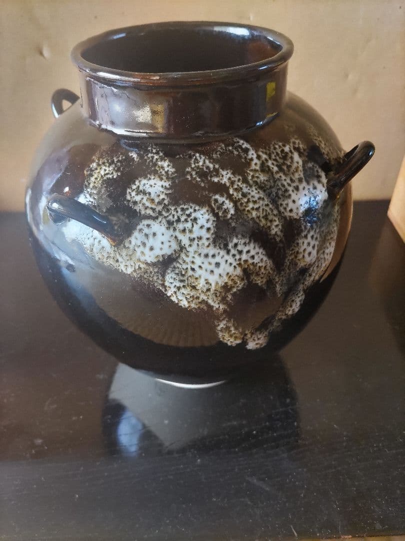 景山作··木箱入り オレンジの編み紐付き 飾り壺