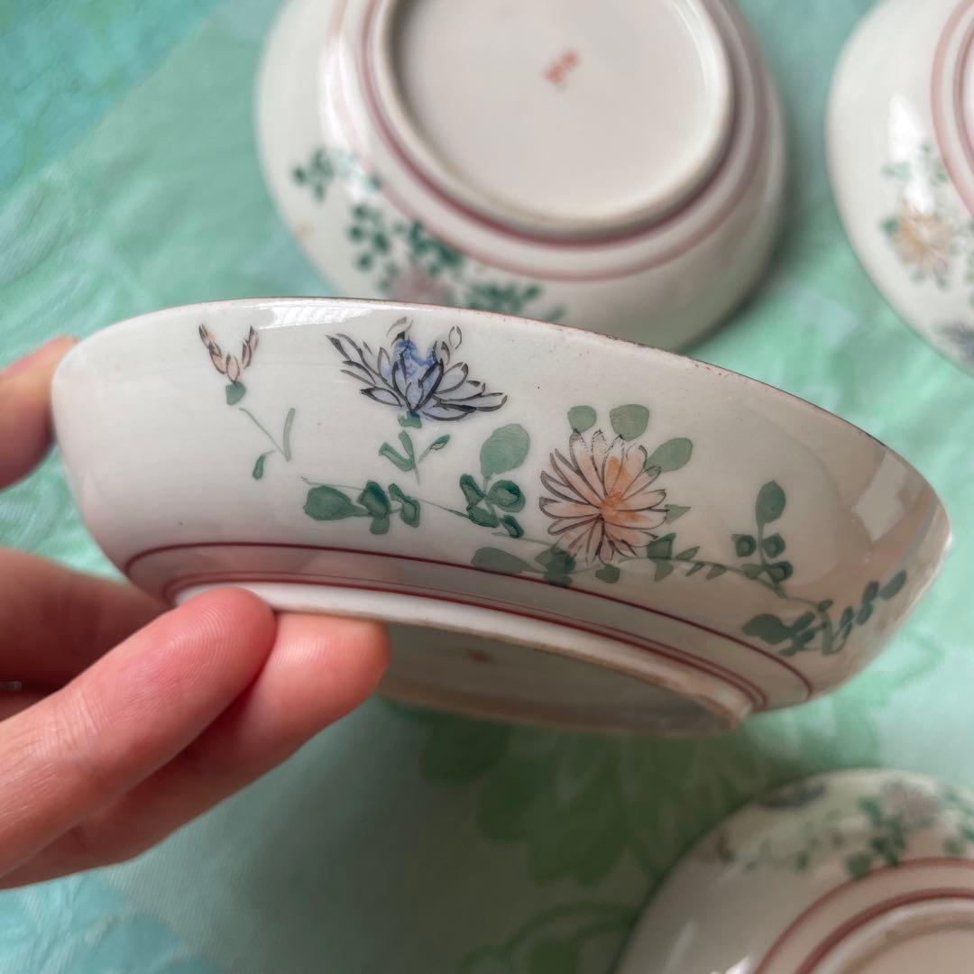 九谷焼　色絵金彩　稚児　貴族　小皿　5枚セット