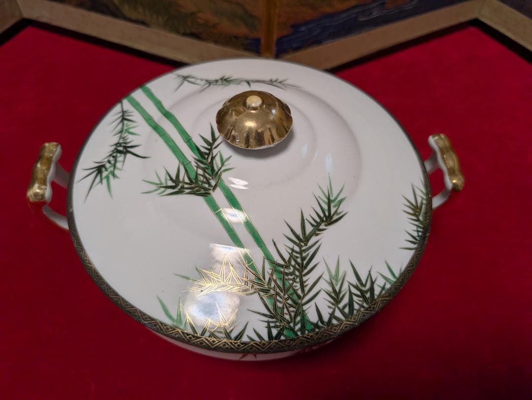 両手鍋　手付鍋　シチュー　スープチューリン　九谷　ビンテージ　大皿　一式　青竹