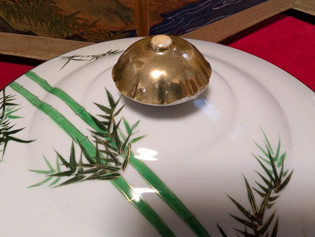 両手鍋　手付鍋　シチュー　スープチューリン　九谷　ビンテージ　大皿　一式　青竹