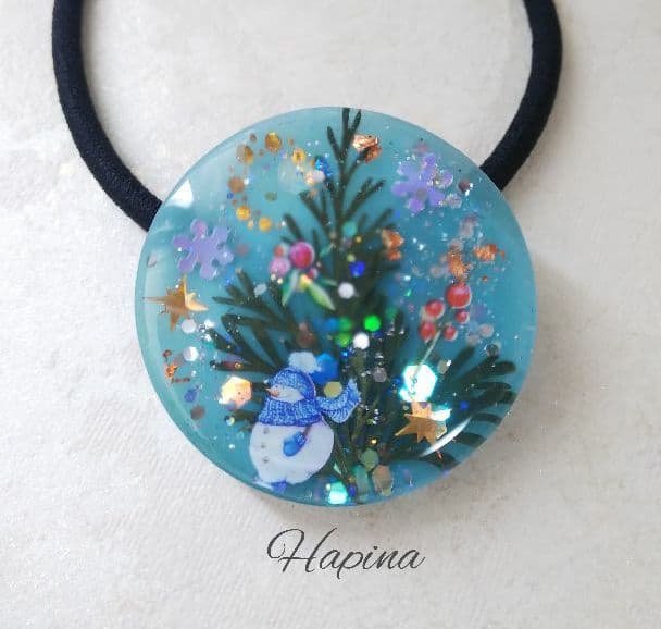 SALE 旧デザイン クリスマスラウンドレジンヘアゴム 2個セット