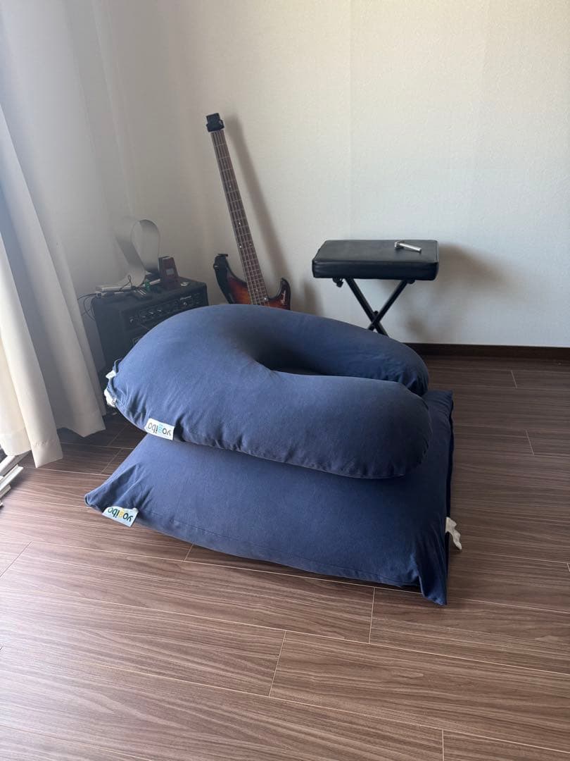 ヨギボークッション　2個セット ネイビー U字型 ビーズクッション