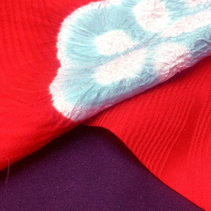 603ag2■七五三 七歳 女児 着物&丸帯 絞り染 モダン 梅 赤■状態良好