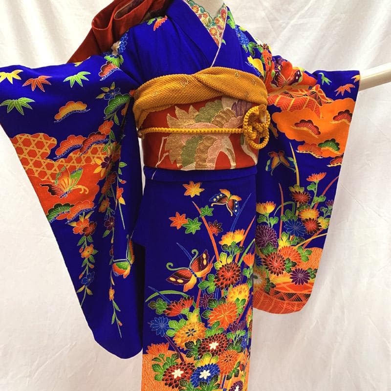 503aj76■卒業式 十三参り 女児 着物&六通袋帯 金駒刺繍■状態良好