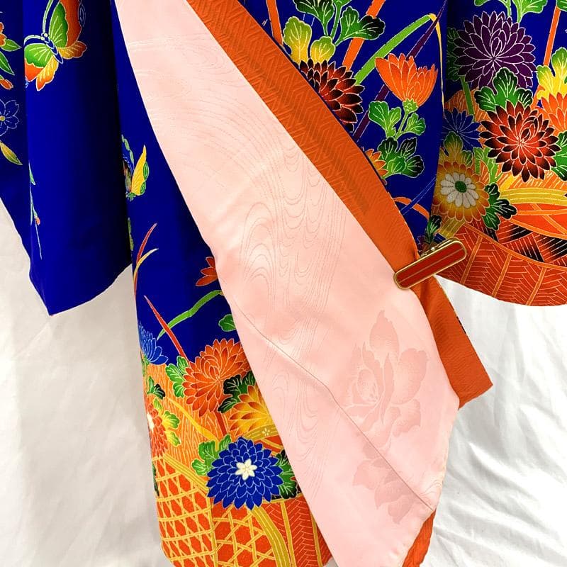 503aj76■卒業式 十三参り 女児 着物&六通袋帯 金駒刺繍■状態良好