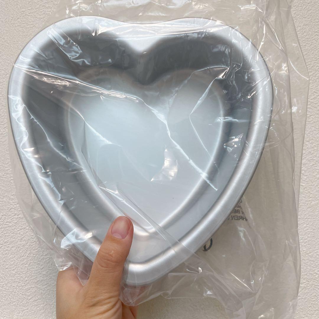 ハート型ケーキパン 15x7.6cm1-2人前 シルバー 未開封