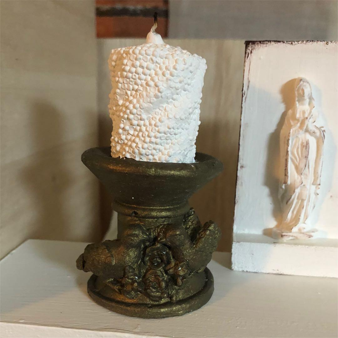 ❤ブライスマントルピース ホワイト アンティークローソク 天使のオブジェ付き