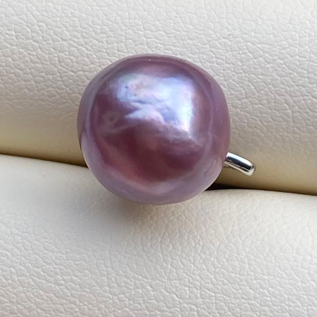 まとめ専用本真珠　淡水バロックパールネックレストップ　紫PT447