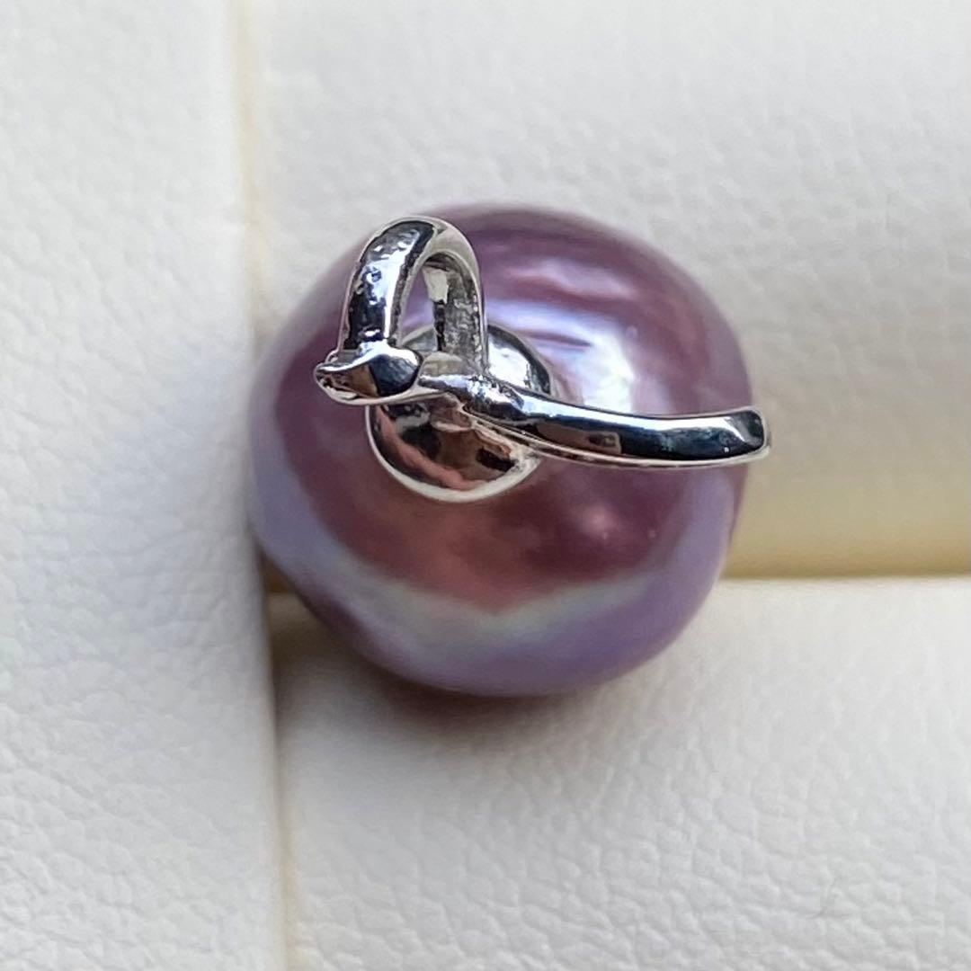 まとめ専用本真珠　淡水バロックパールネックレストップ　紫PT447