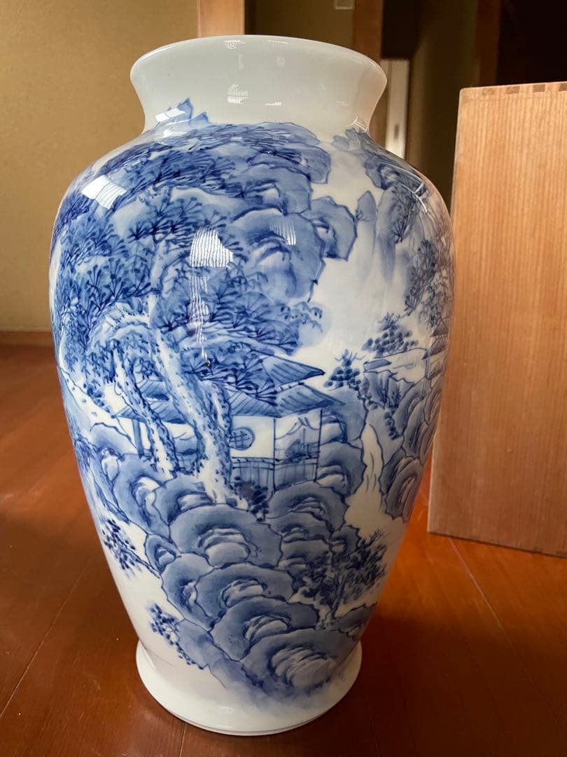 有田焼　花瓶　松右衛門作　山水風景