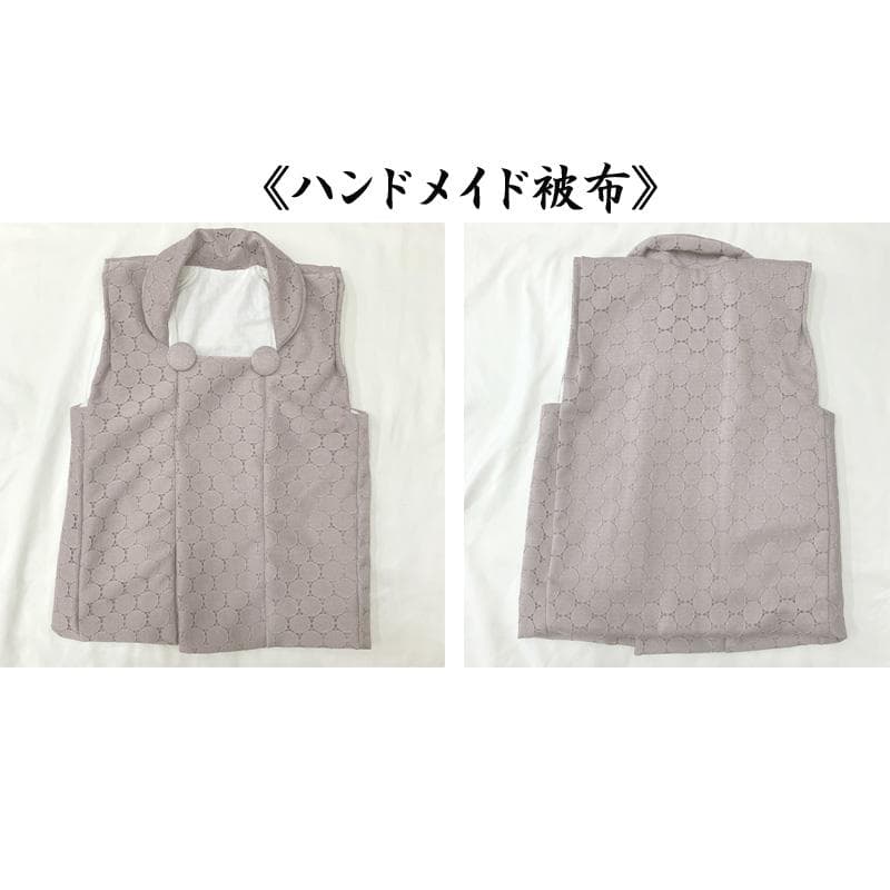 602ag53□七五三 三歳 セミアンティーク 女児 着物&被布 雪輪□状態良好