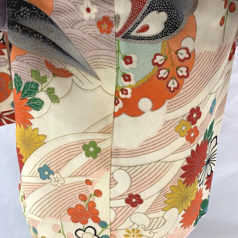 602ag53□七五三 三歳 セミアンティーク 女児 着物&被布 雪輪□状態良好