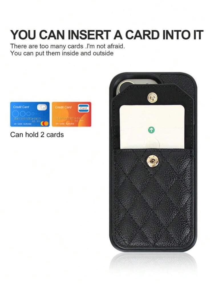 【Iphone15】レザースマホケース カードホルダー付き　ブラック